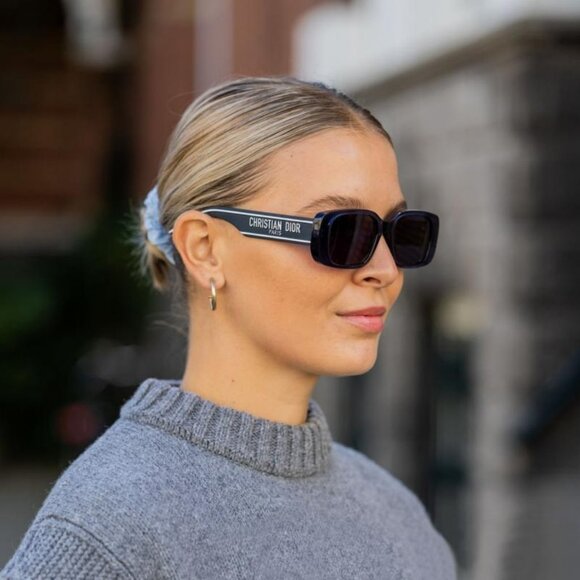 Dior WILDIOR S2U Sunglasses – Translucent Blue Rectangle Frame with Blue Lenses - Picture 10 of 14